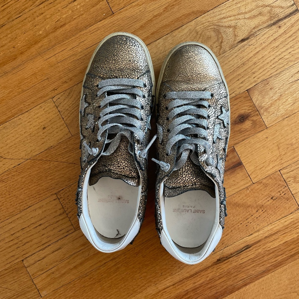 Saint Laurent Silver and Gold Sneaker